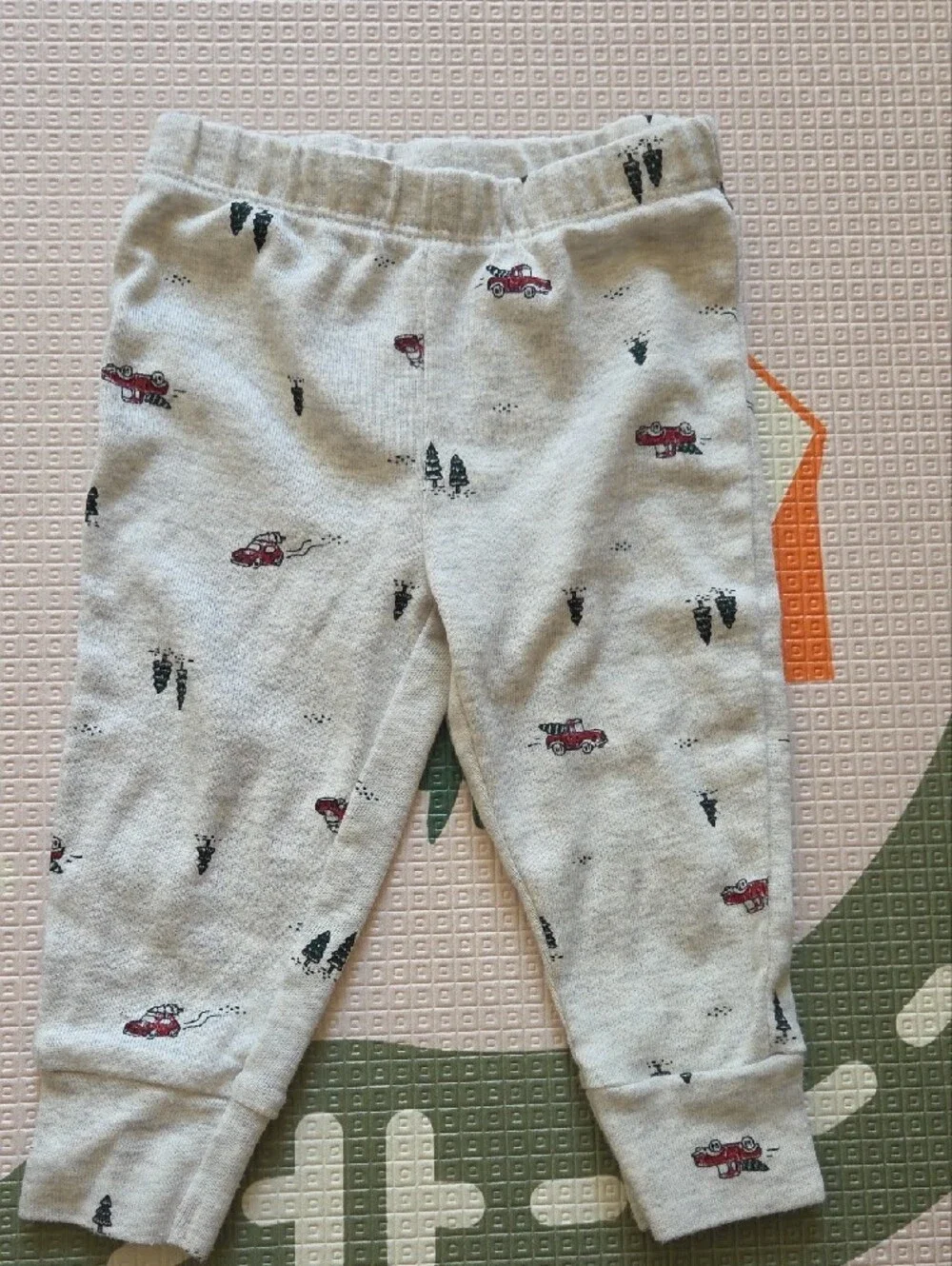 💙 6M Cream Pants with Red Truck Applique
